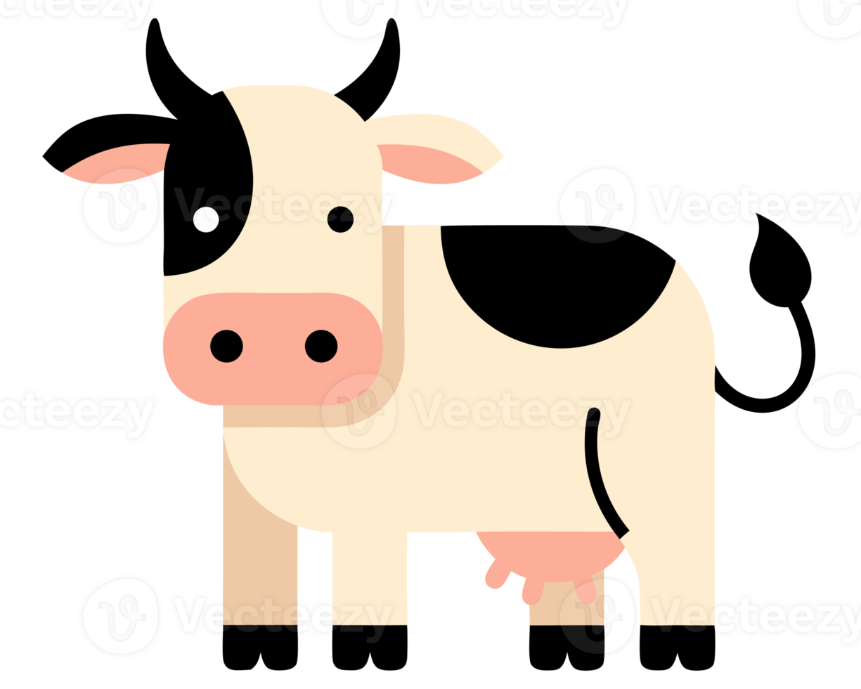 Cute Cartoon Illustration of a Dairy Cow on a Farm, Representing Milk Production in Agriculture and Rural Concepts for Stock Photo Use png
