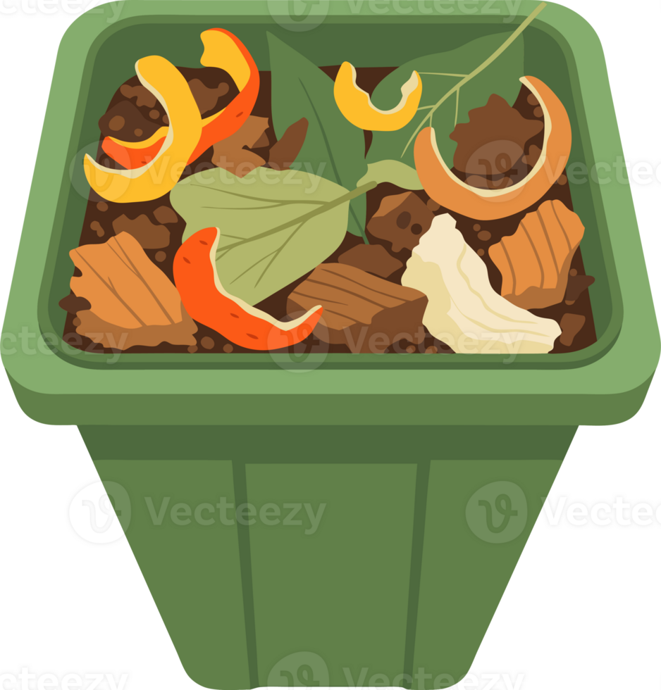 Eco-Friendly Organic Waste Disposal Bin for Sustainability and Recycling Initiatives in Daily Life and Environmental Conservation Efforts png