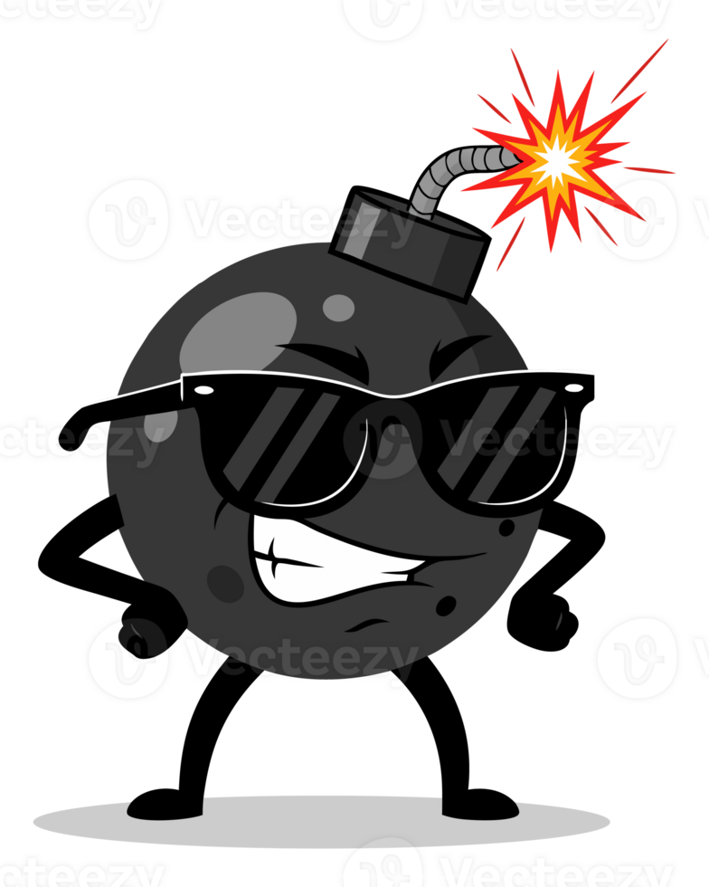 Cartoon Bomb with Lit Fuse Illustrating Danger and Urgency for Explosion Concept in a Playful Style png