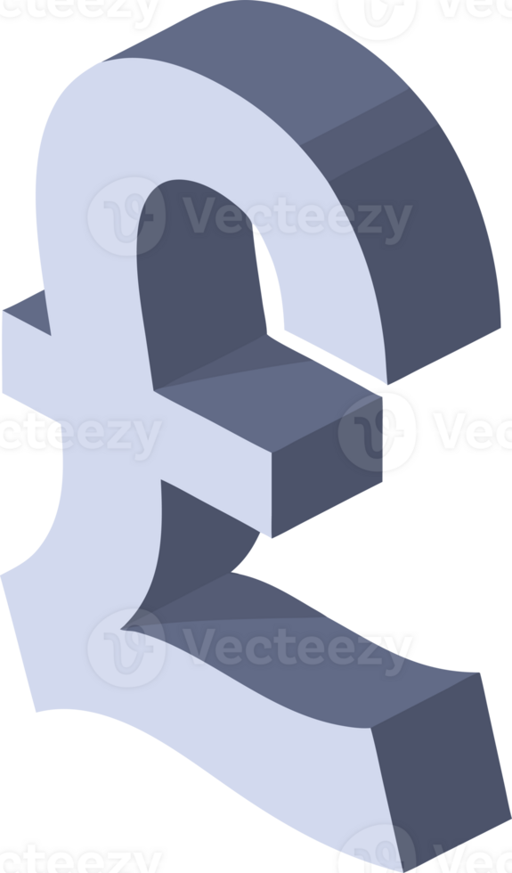 3D Representation of British Pound Sign for Financial Concepts and Economic Themes Related to Currency and Monetary Systems in the UK png
