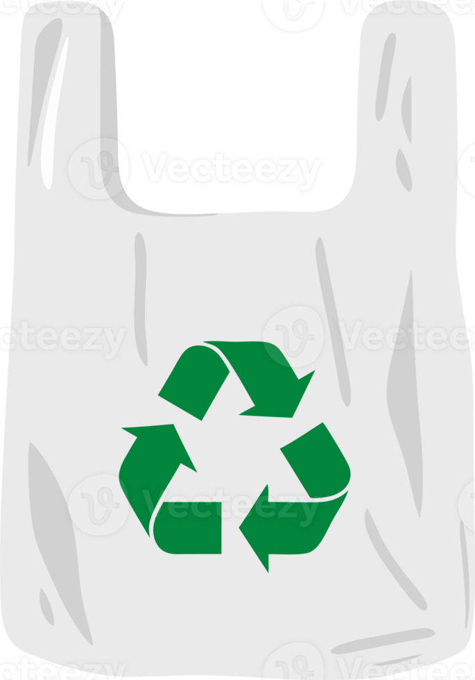 White Plastic Bag Featuring Green Recycling Symbol Promoting Awareness for Sustainable Practices and Eco-Friendly Living Choices png