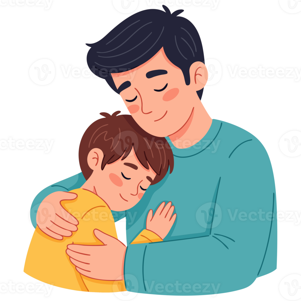 Emotional Bond Between Father and Son Embracing in a Loving Moment, Expressing Warmth and Support in Family Relationships png