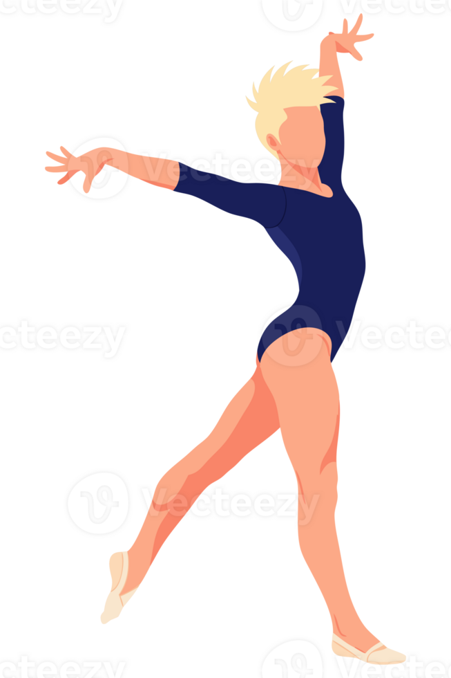 Elegant Female Gymnast Showcasing Flexibility in a Leotard During a Performance with Grace and Poise png
