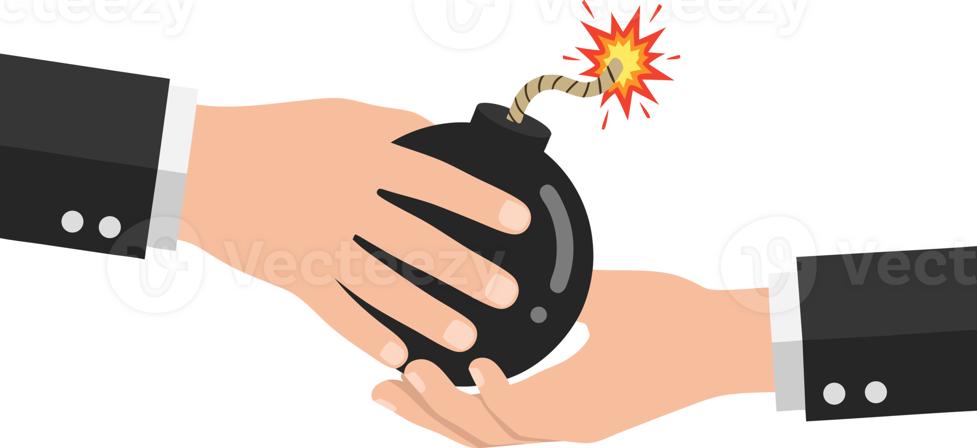 Business Risk in a Split-Second Decision Exchanging a Bomb Symbolizing High Stakes and Dangerous Choices in Corporate Environments png