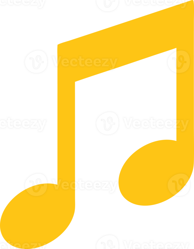 Bright Yellow Eighth Note Symbol Representing Melody and Sound for Entertainment and Audio Themes png