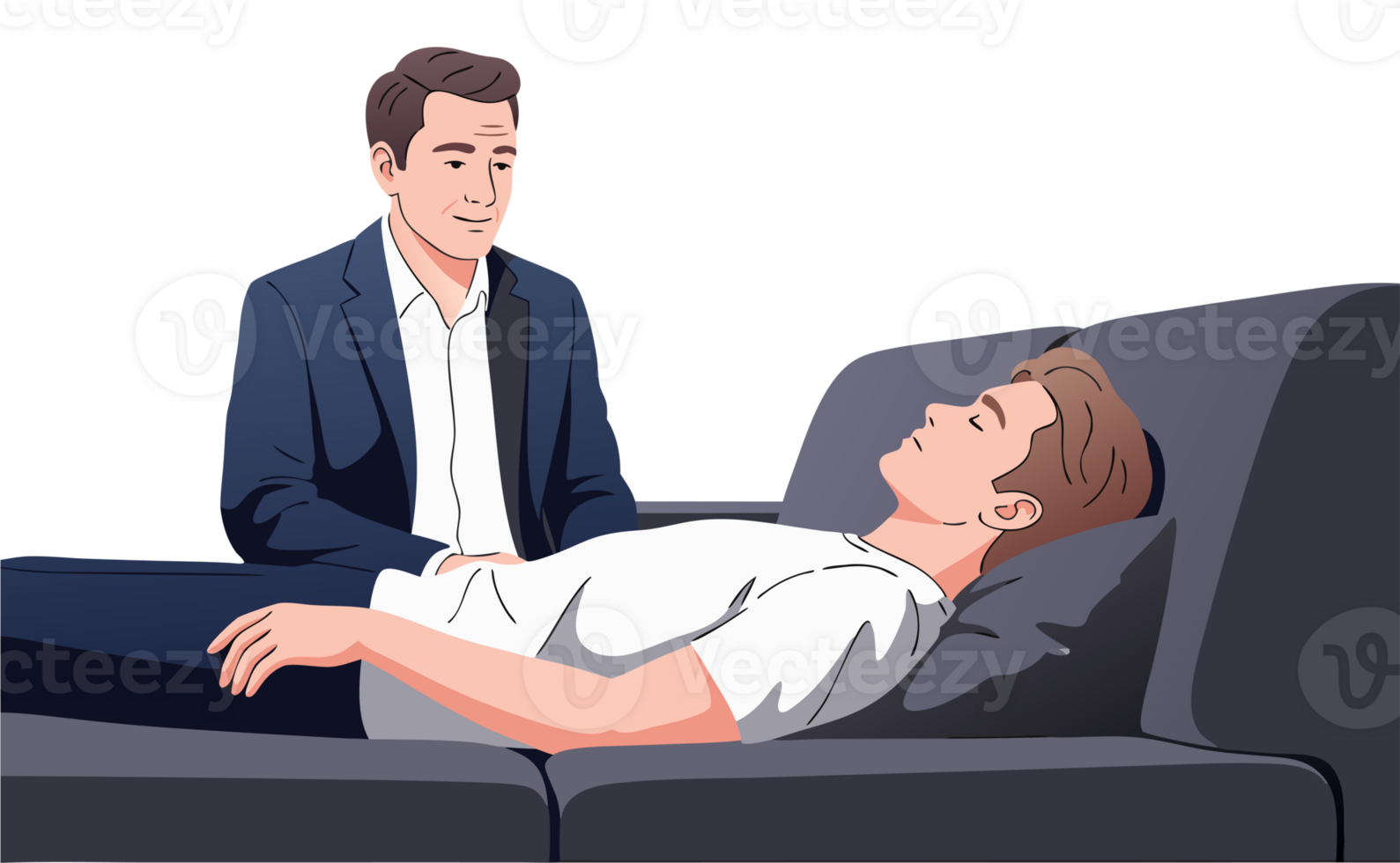 Professional Therapist Engaging in Therapeutic Conversation with Patient in Comfortable Counseling Setting for Psychological Support and Health Improvement png