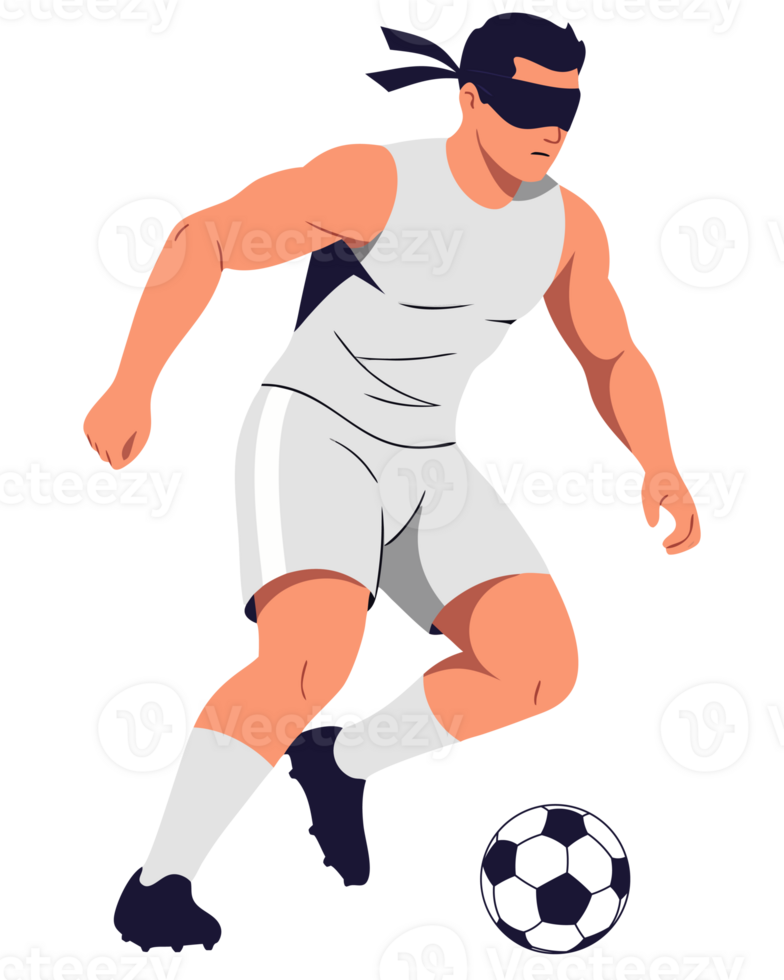 Blind Soccer Player in Adaptive Sport Demonstrating Determination and Inclusion for Athletes with Visual Impairments Engaging in Competitive Play png