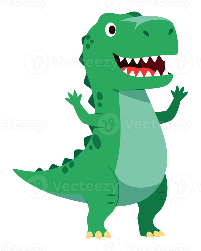 Playful Cartoon Dinosaur Rex Character Exuding Happiness and Friendliness, Ideal for Children Media and Fun Imagery in Various Concepts png