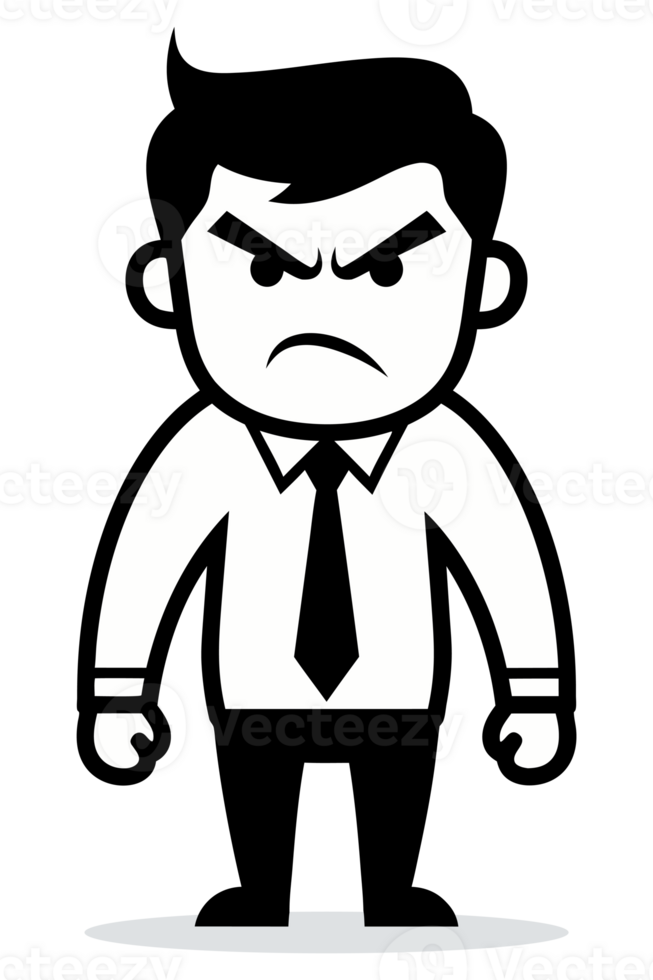 Frustrated Businessman Expressing Anger and Displeasure in a Professional Context with Emotional Distress in a Minimalistic Style png
