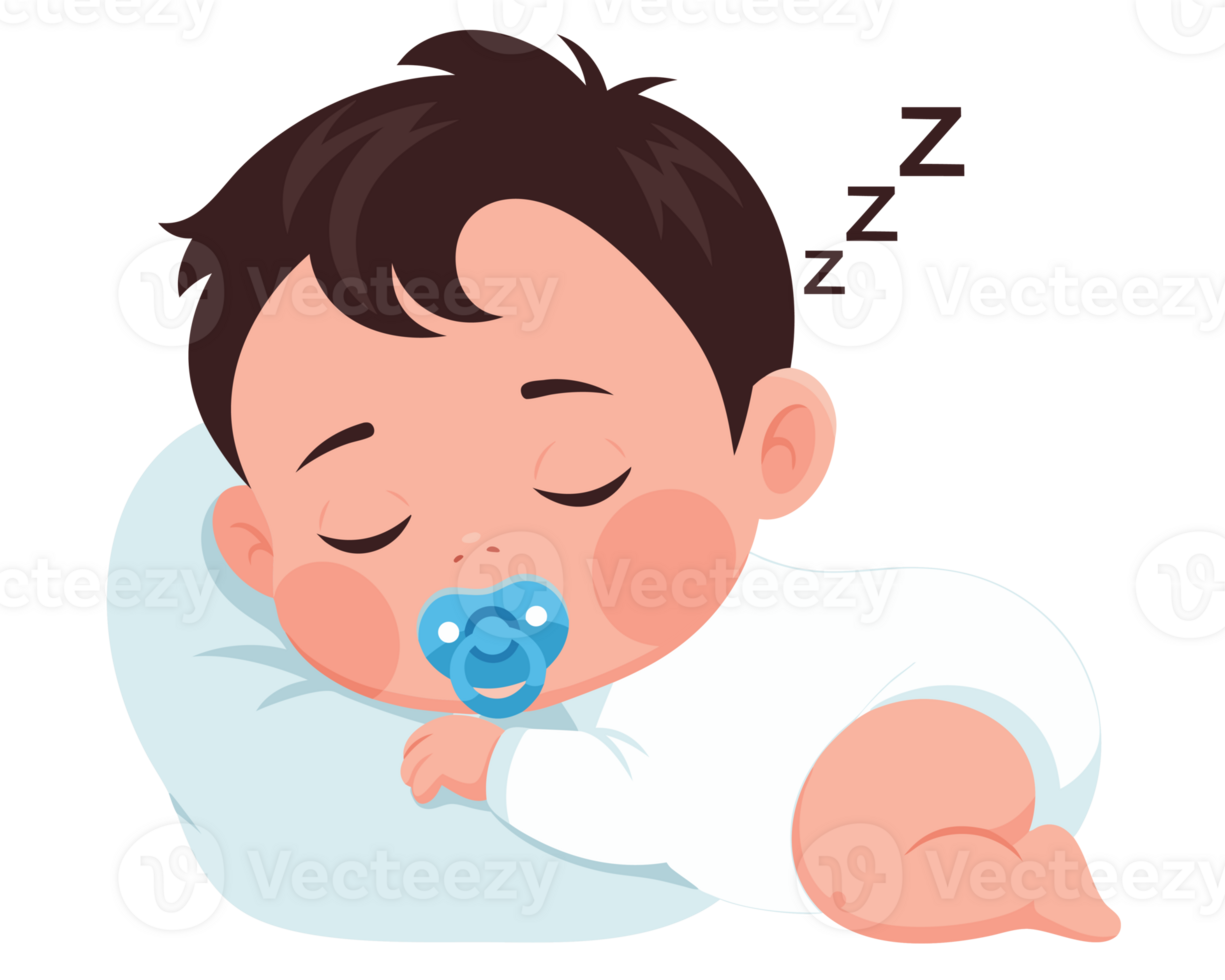 Peaceful Baby with Pacifier Sleeping on Soft Pillow in Infant Resting Concept for Soothing and Calm Imagery png
