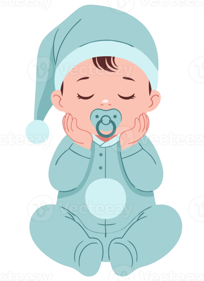 Adorable Baby in Sleepwear with Hat Peacefully Resting, Capturing the Essence of Infancy and Sweet Dreams png