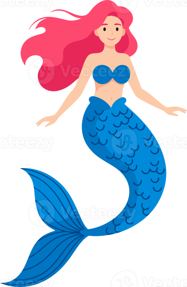 Enchanting Mermaid with Flowing Pink Hair Swimming Gracefully Underwater in a Magical Ocean Setting, Capturing the Essence of Fantasy and Wonder png