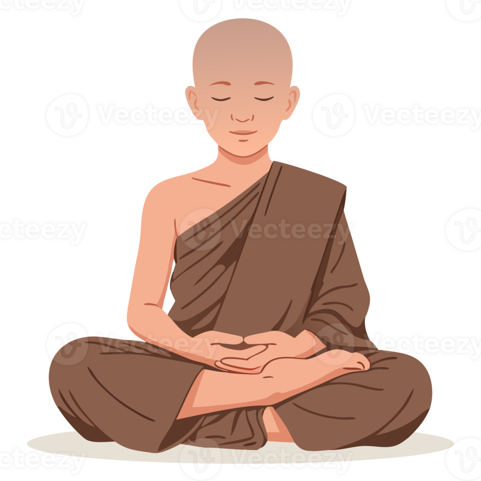 Serene Monk Meditating in Tranquil Pose Capturing the Essence of Peaceful Spirituality and Inner Harmony for Mindfulness and Wellness Themes png