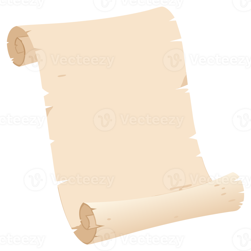 Antique Scroll on Blank Parchment Background Ideal for Historical Themes, Document Creation, or Creative Writing Projects png