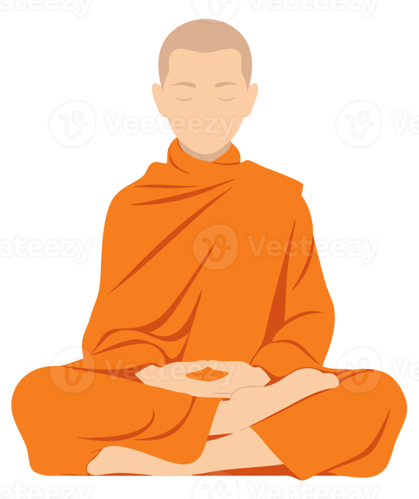 Serene Monk Meditating in Tranquil Pose Enhancing Mindfulness and Spirituality for Inner Peace and Calmness png