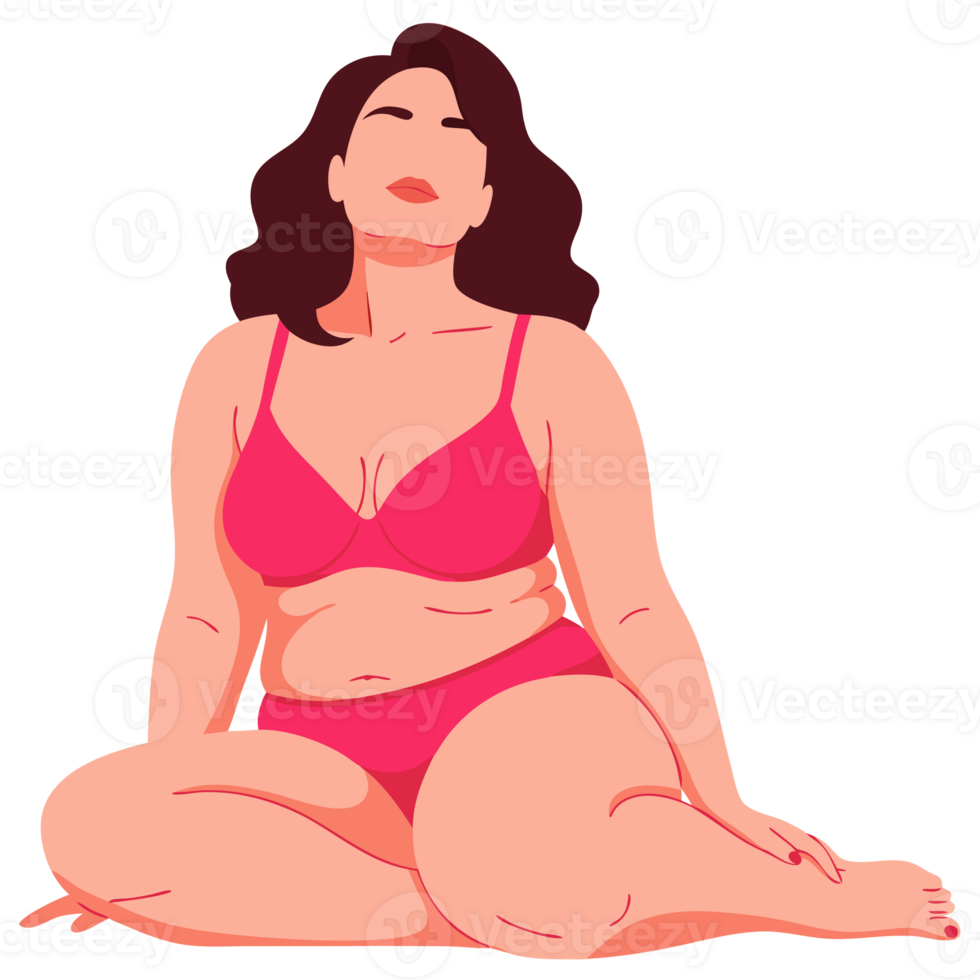 Empowering Plus-Size Woman in Lingerie Embracing Self-Acceptance and Beauty with Confidence and Positivity png