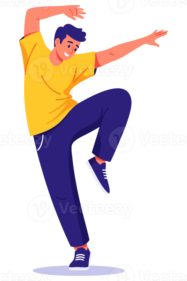 Energetic Man Dancing Joyfully in Hip Hop Style, Expressing Movement and Fun Through Dynamic Body Language png
