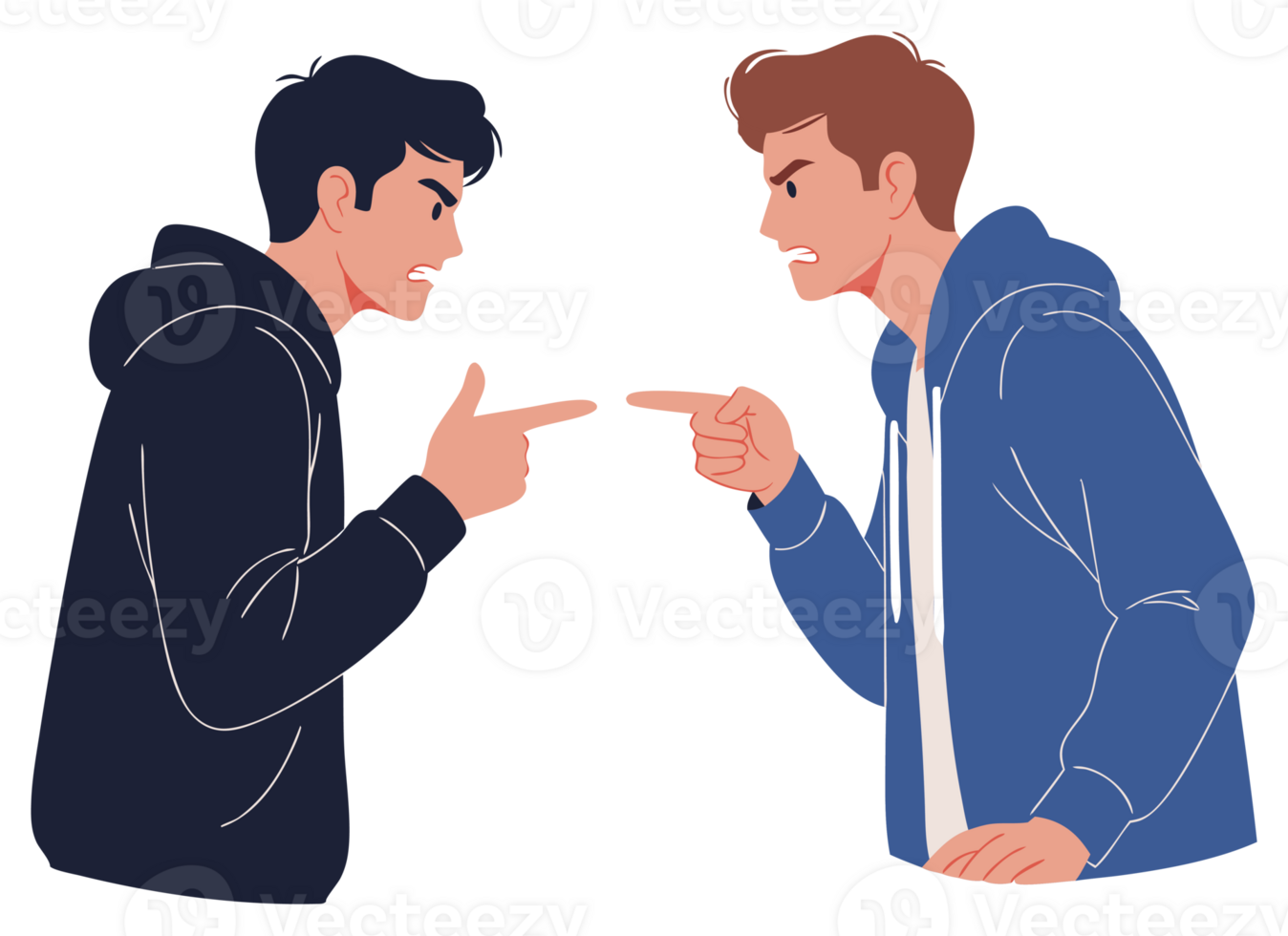 Two Angry Men Engaged in a Heated Argument Illustrating Disagreement and Conflict in a Conceptual Representation of Dispute png