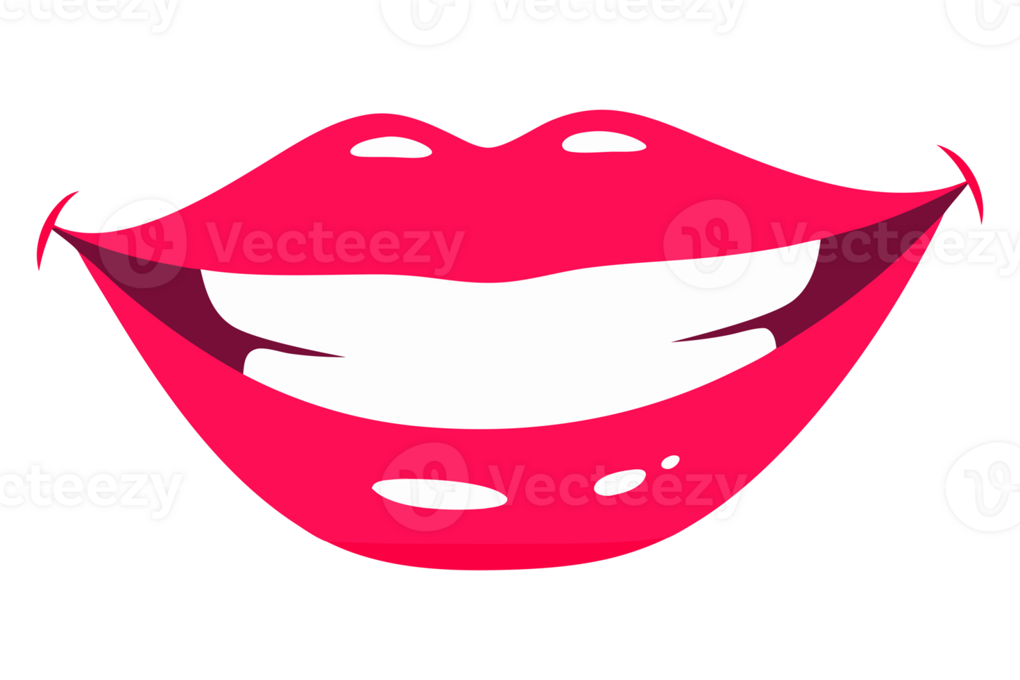 Vibrant Smiling Lips Illustrating Joyful Emotion and Positive Vibes in a Stunning Red Color Palette png