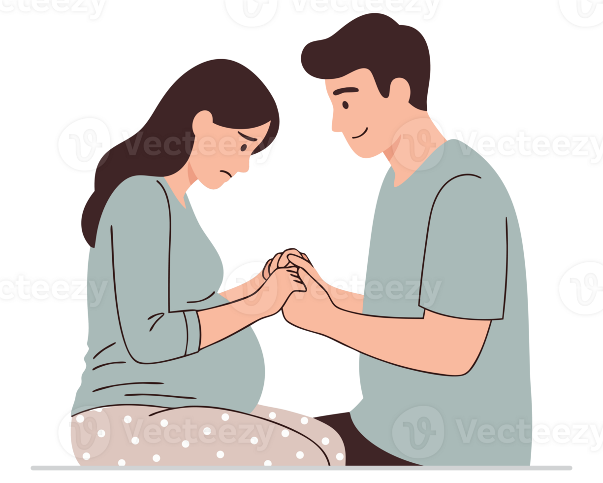 Emotional Support Between a Sad Pregnant Woman and a Comforting Man A Deep Connection Captured in a Touching Moment of Caring png