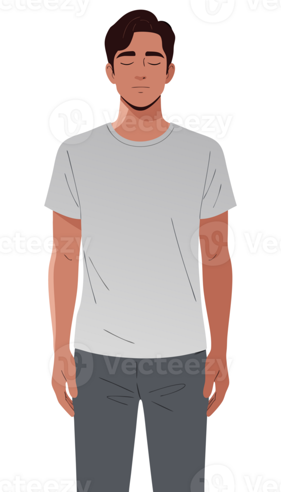 Peaceful Man in Contemplation with Closed Eyes Expressing Calmness and Serenity in a Reflective Moment png
