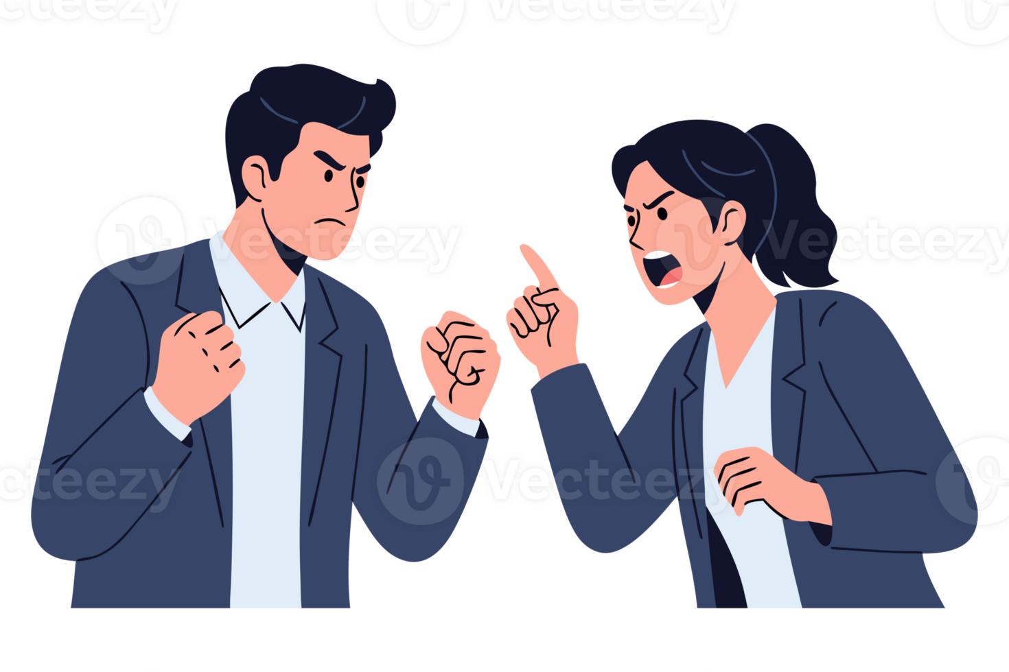 Angry Manager Yelling at Employee During Conflict in an Office Environment, Illustrating Stress and Pressure in Workplace Dynamics png