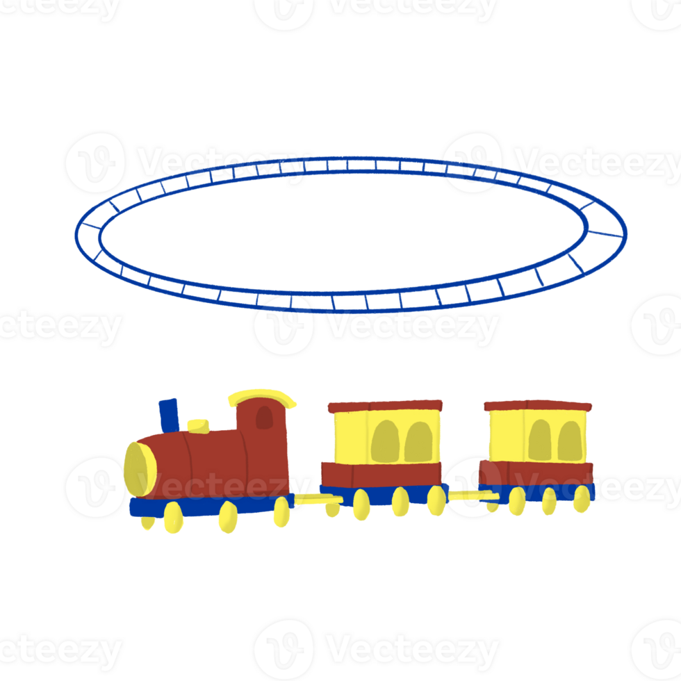 Cartoon Toy Train - Hand Drawn Illustration for Kids png