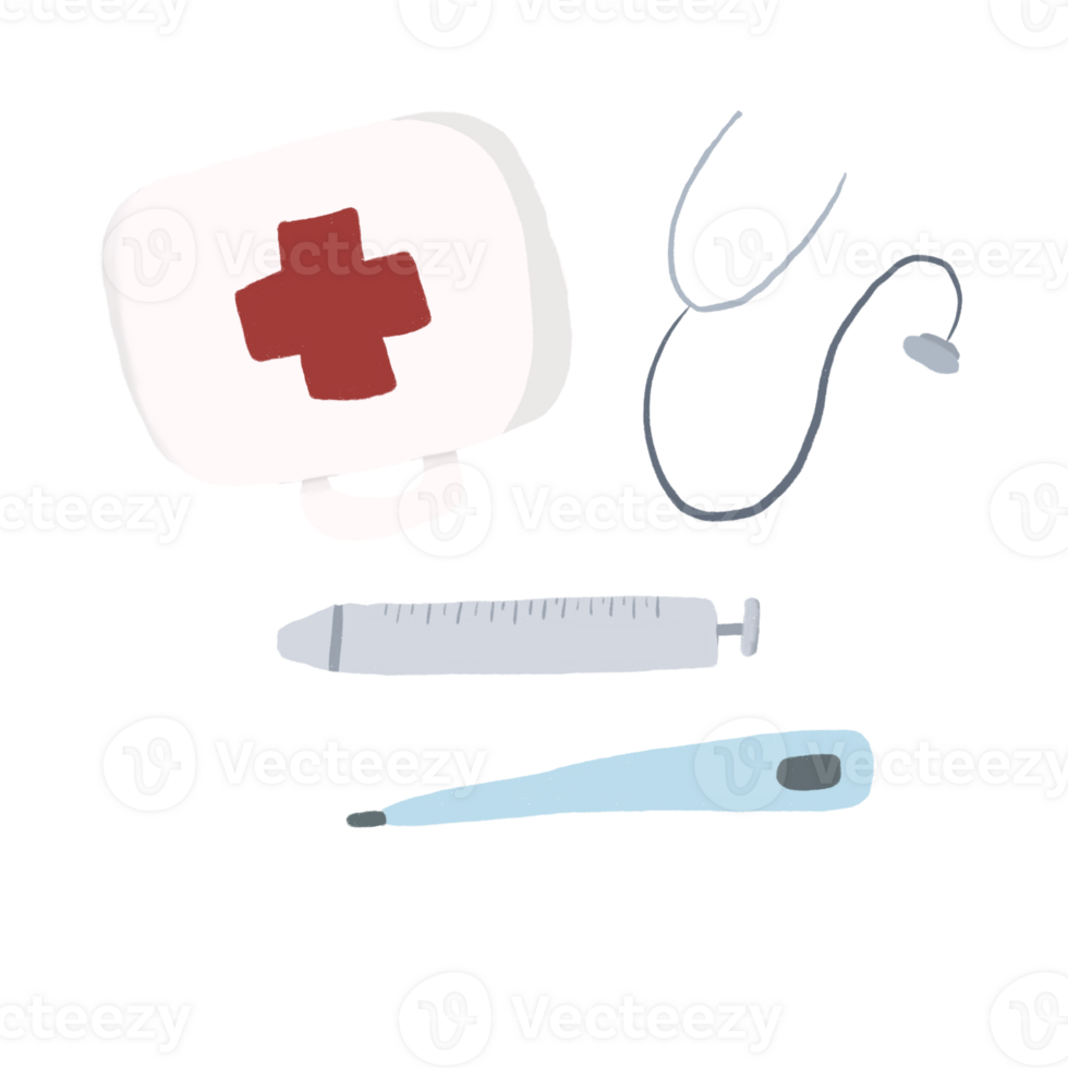 First Aid Kit Toy - Hand Drawn Medical Toy for Kids png
