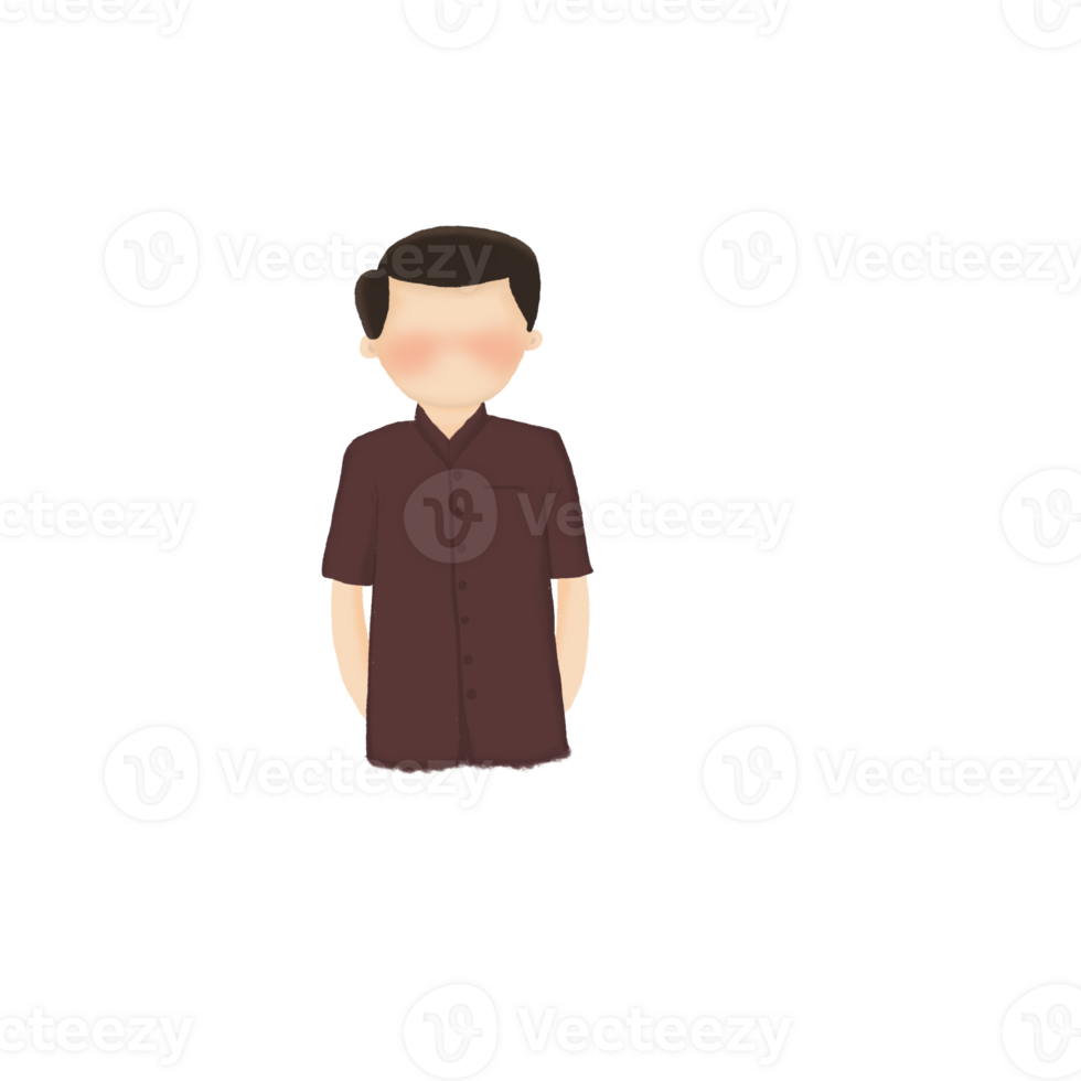 Muslim Man in Maroon Koko Shirt Minimalist Clipart png