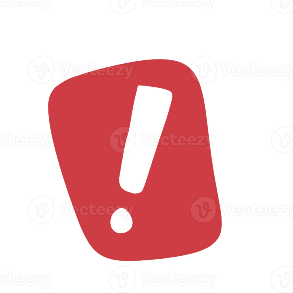 Red Warning Exclamation Mark Hand-Drawn Style Illustration png