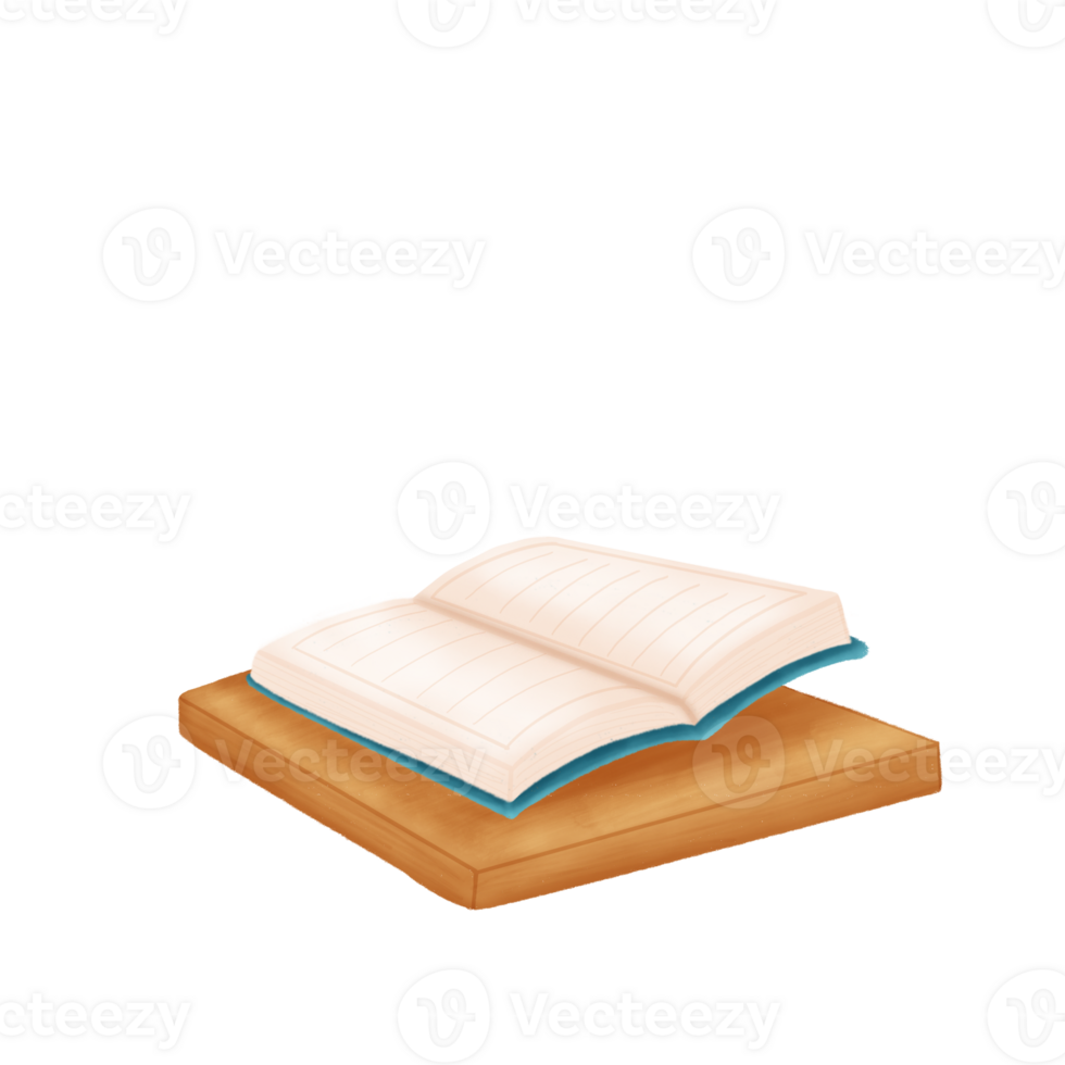 Cute Open Notebook on Wooden Surface Watercolor Clipart png