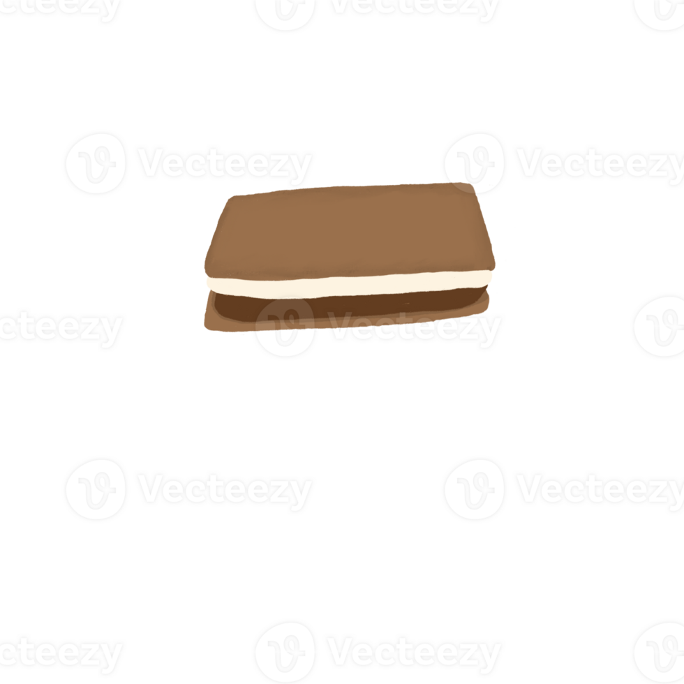 Chocolate Cream Sandwich Cake Digital Illustration Cute Hand-Drawn Style png