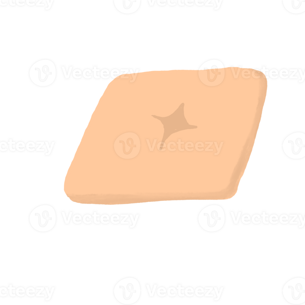 Cartoon Square Cookie or Biscuit with Star Mark png