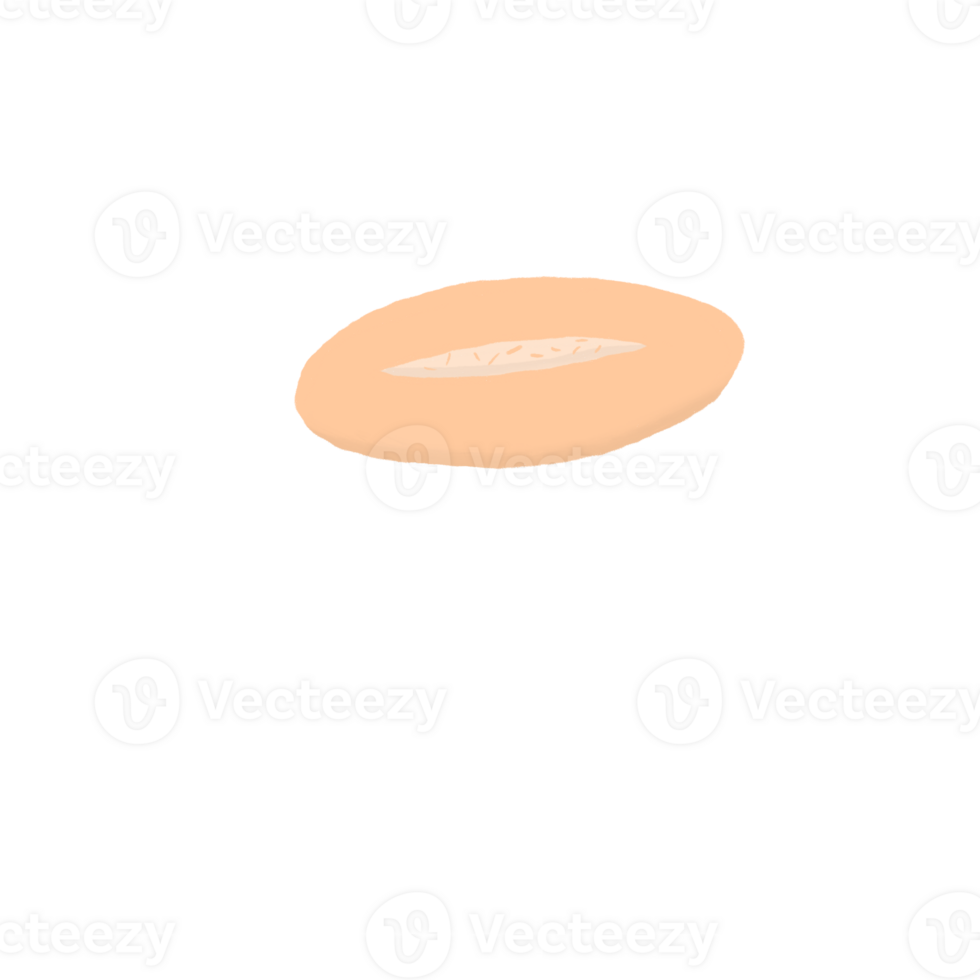 Flat Cream-Filled Bun Illustration Hand Drawn Bread with Cream Center png