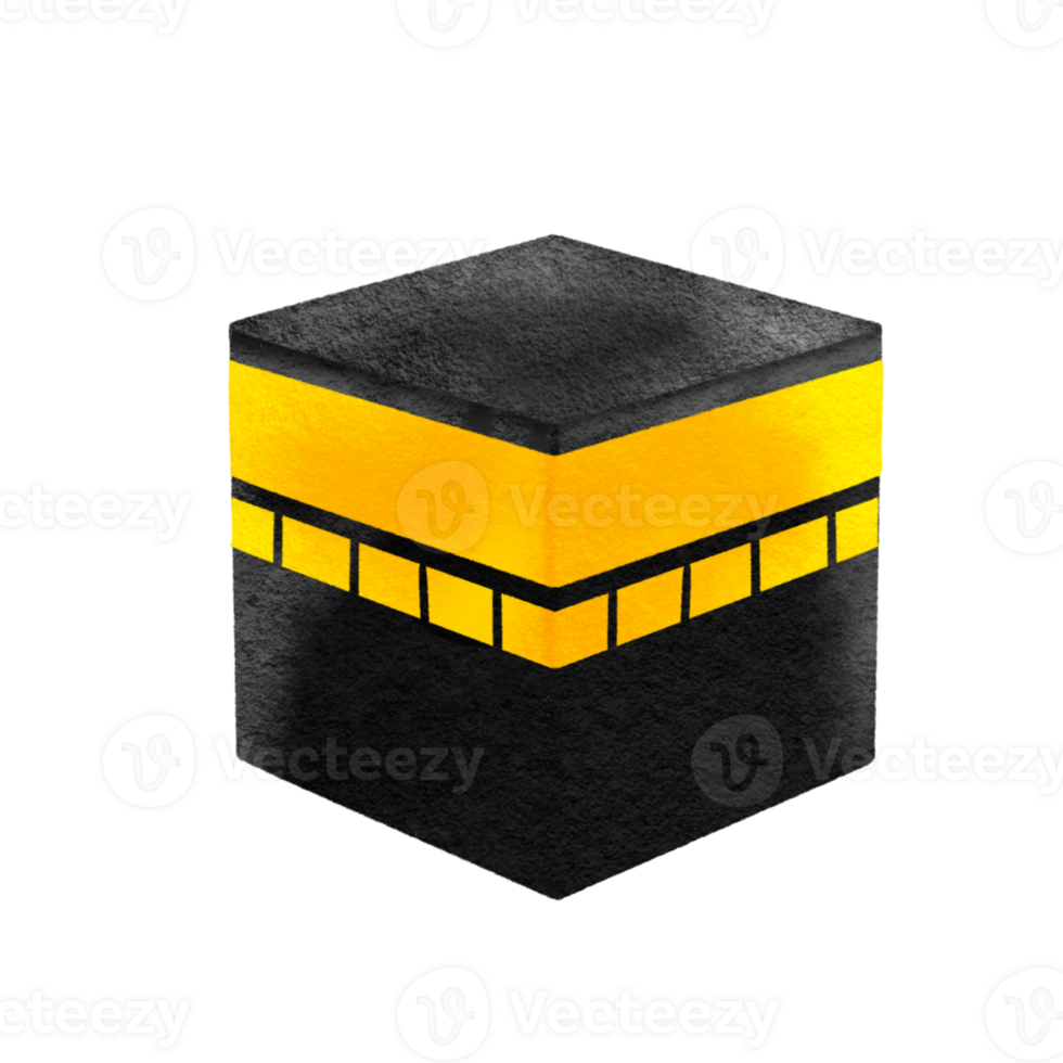 Watercolor Kaaba Illustration Clipart for Hajj and Ramadan png