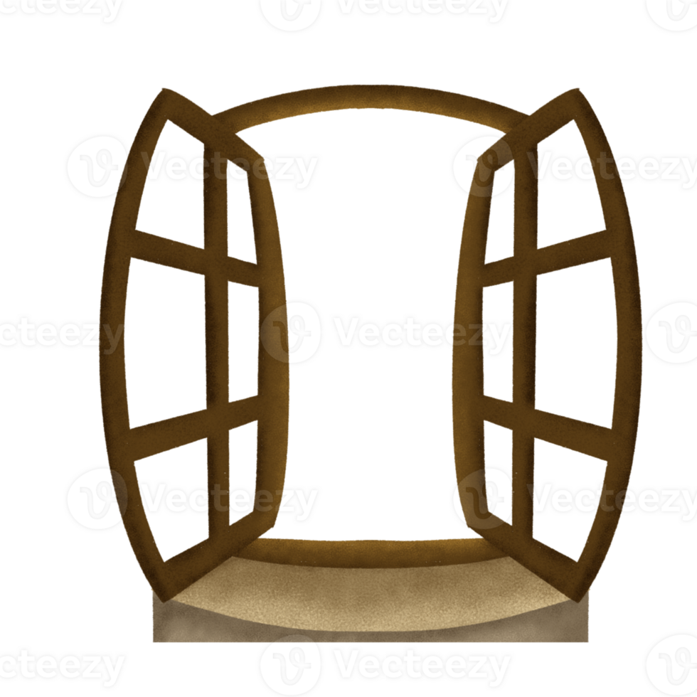 Open Arched Window Frame Clipart with Transparent Background png