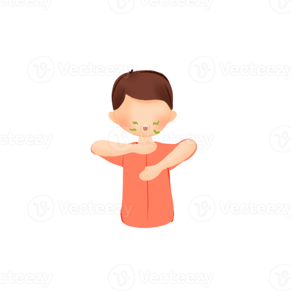 Boy Feeling Nauseous Flat Cartoon Style Illustration png