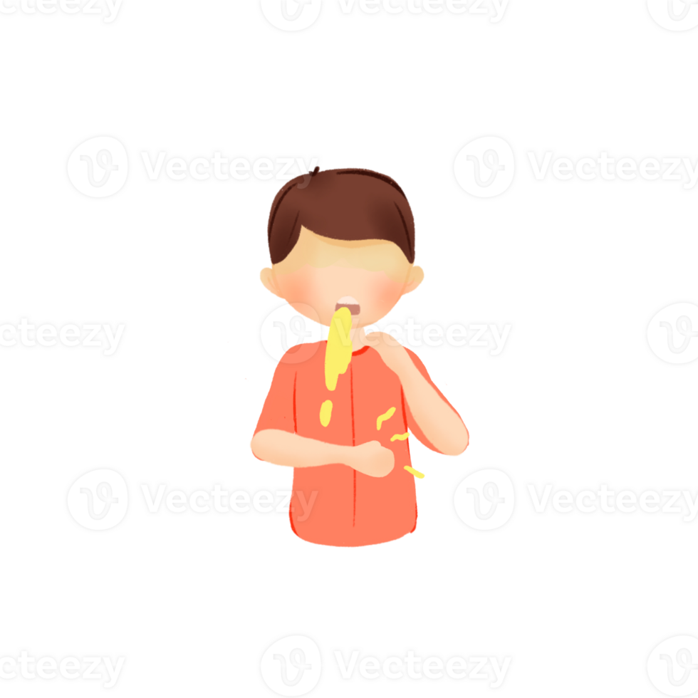 Boy Vomiting Flat Cartoon Style Illustratio png