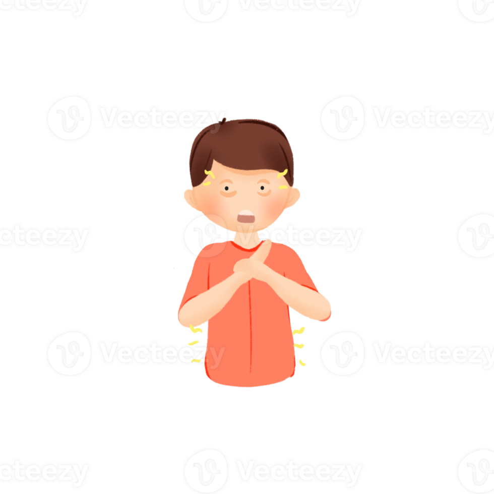 Boy Suffering from Eye Pain Flat Cartoon Illustration png