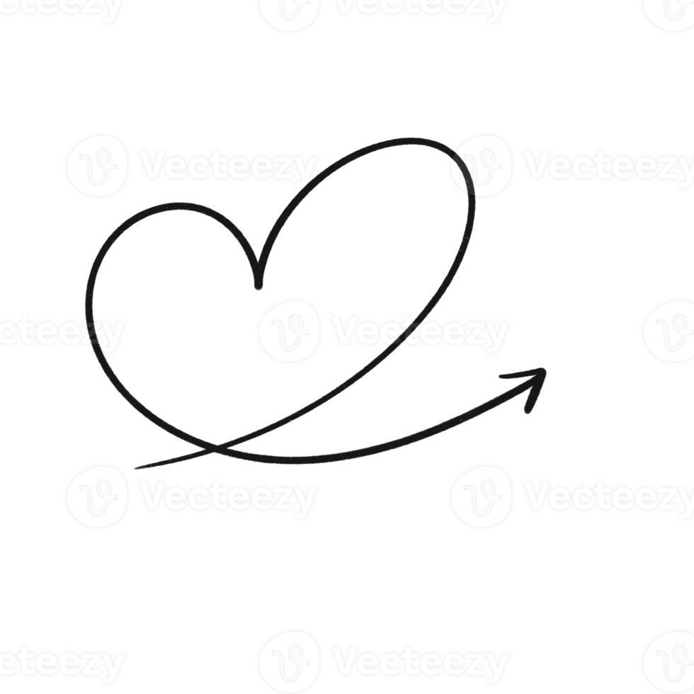 Hand Drawn Heart Arrow Up Right png