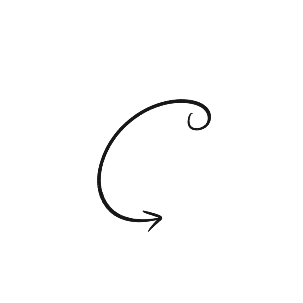 Swirly Curved Hand Drawn Arrow Spiral Doodle Design png