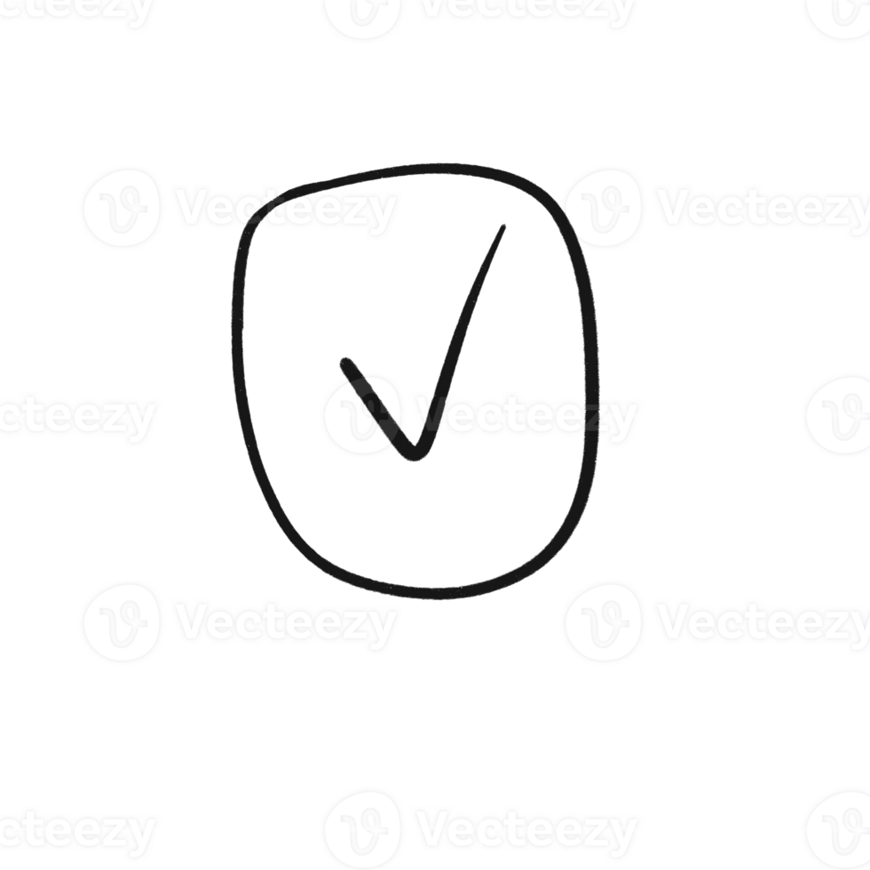 Hand Drawn Check Mark in Oval Shape png