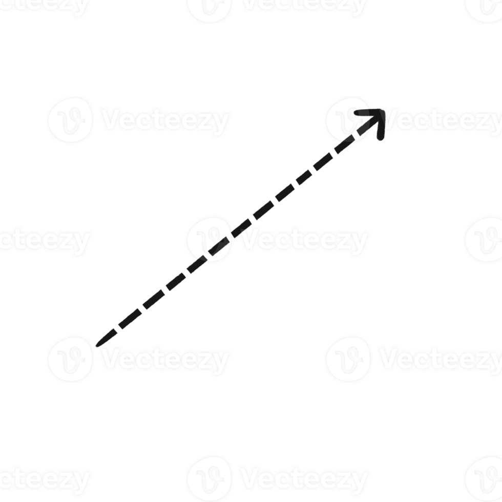 Dashed Hand Drawn Arrow Pointing Upward Diagonal Direction Icon for Growth and Progress png