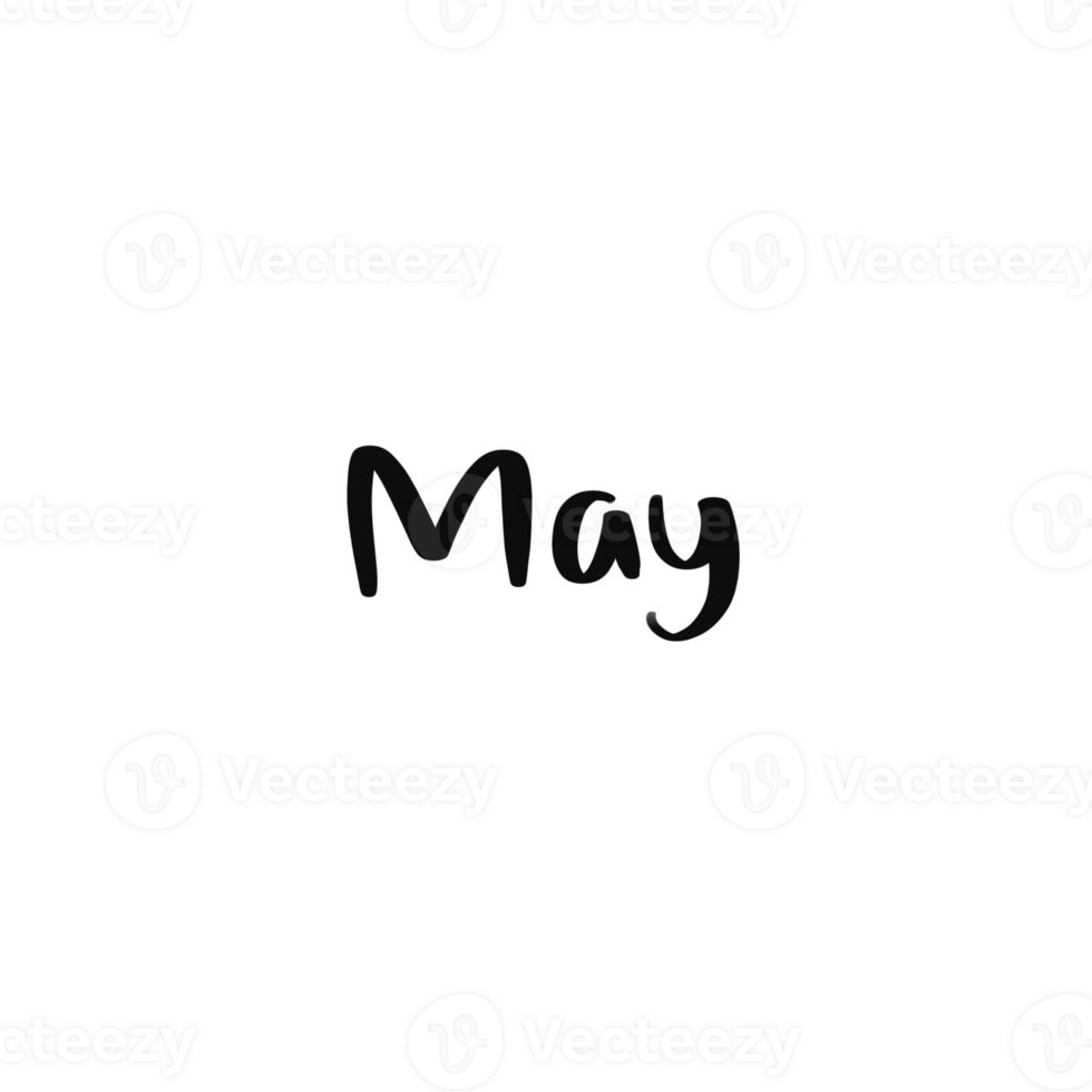 Bold 'May' Lettering Black Typography in Modern Separated Style png