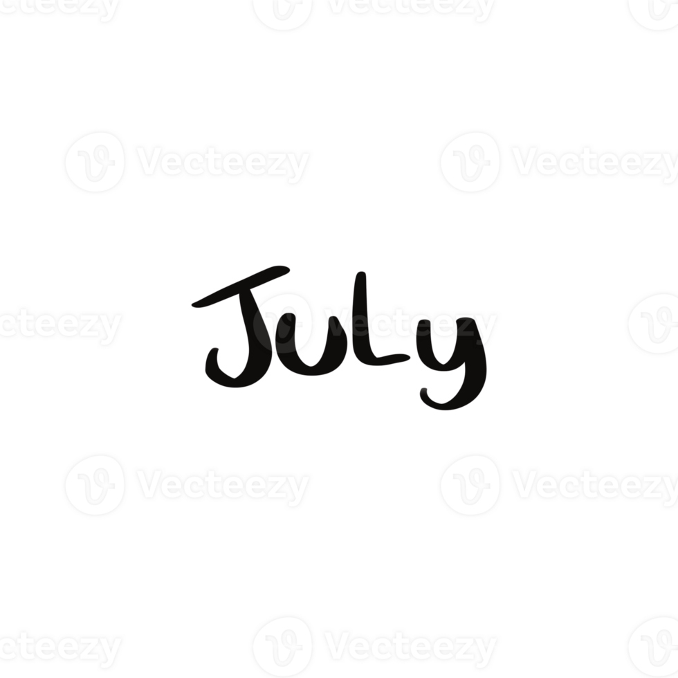 Bold 'July' Lettering Black Typography in Modern Separated Style png