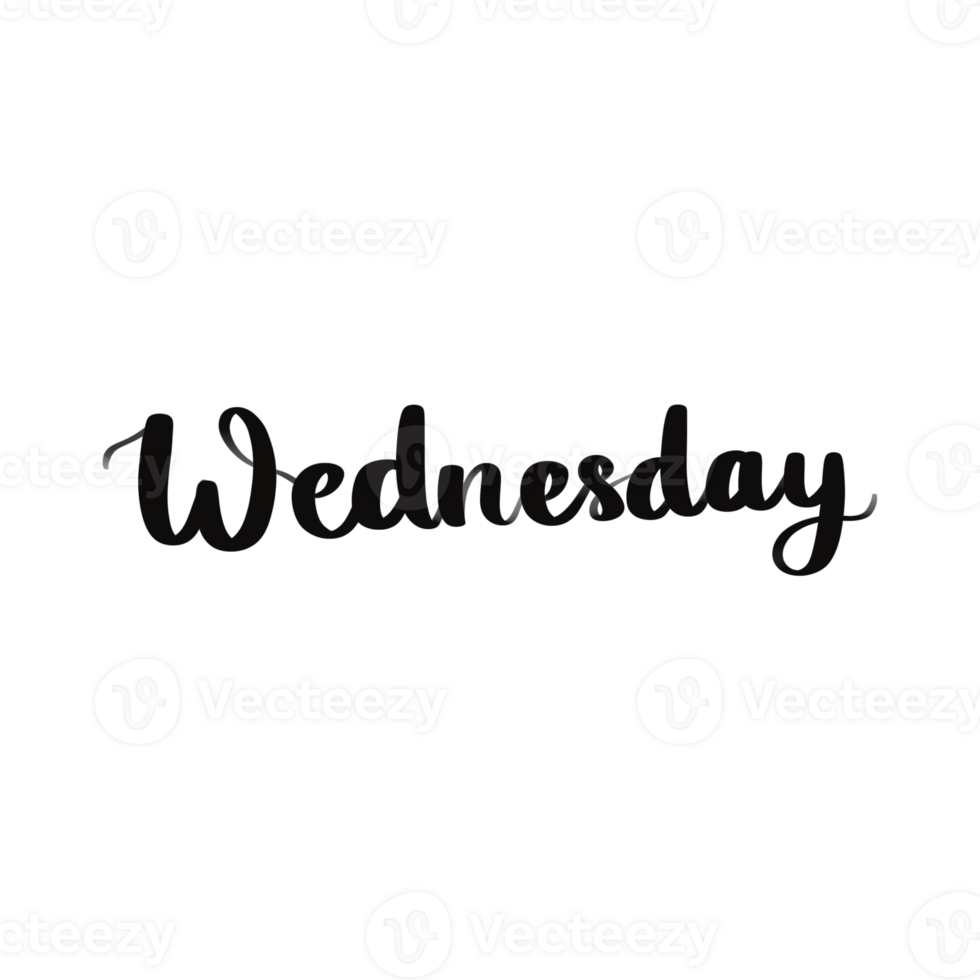 Handwritten Wednesday Lettering Calligraphy Word Illustration for Calendar and Midweek Theme png