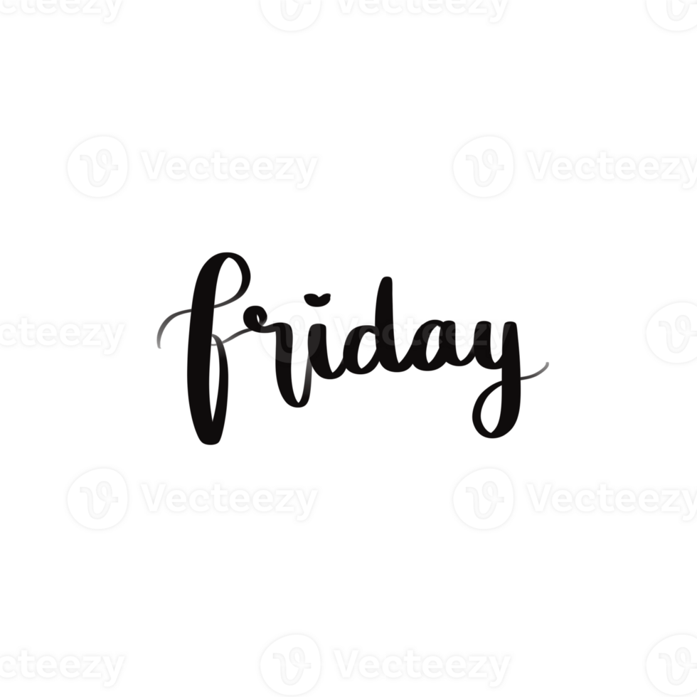 Handwritten Friday Lettering Calligraphy Word Illustration for Calendar and Weekend Start png
