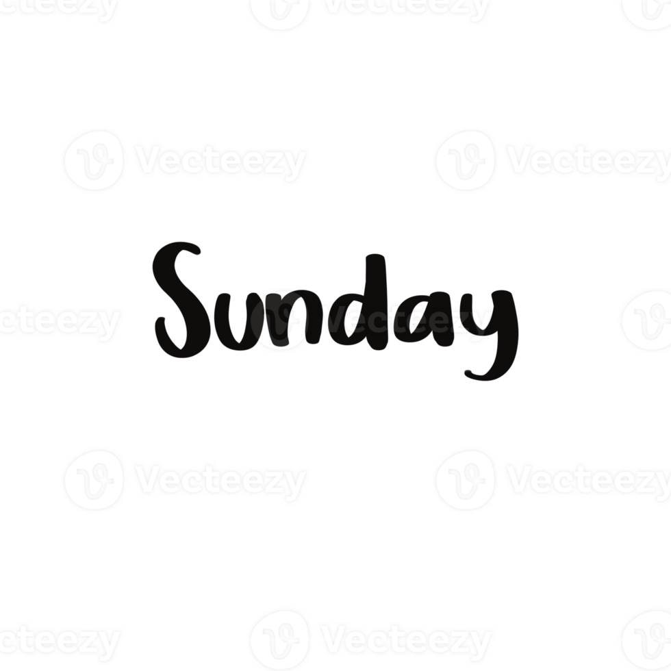 bold 'sunday' lettering typography in black colour png