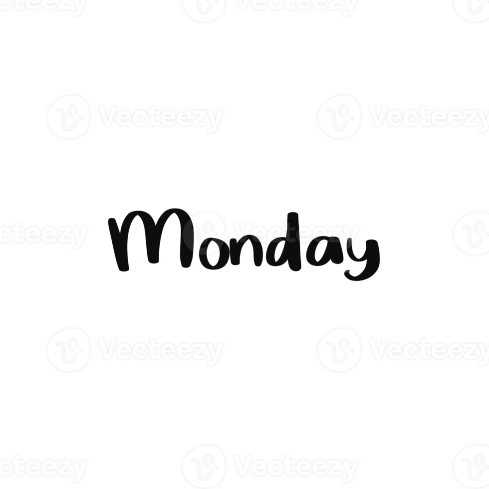 bold 'monday' lettering typography in black colour png