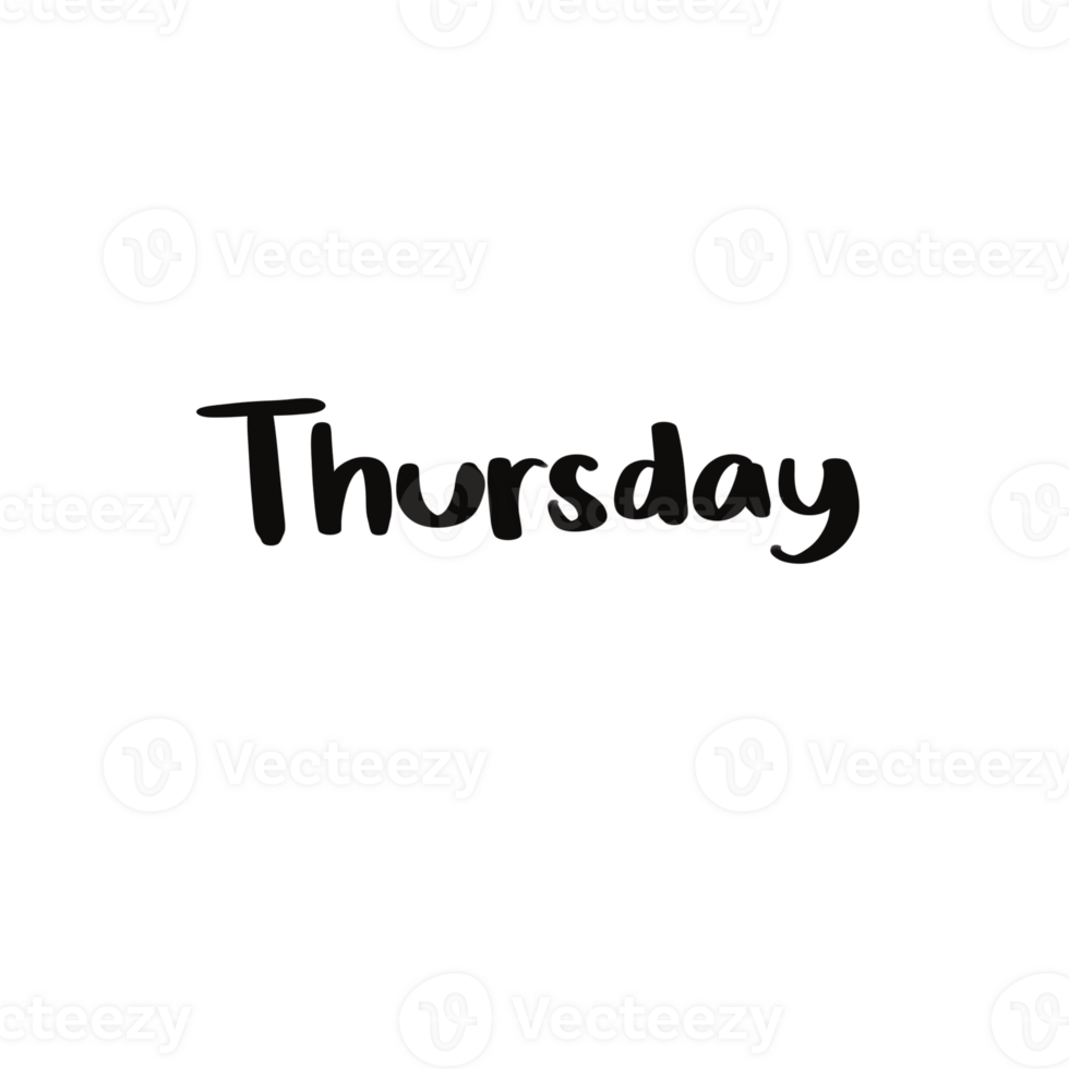 bold 'thursday' lettering typography in black colour png